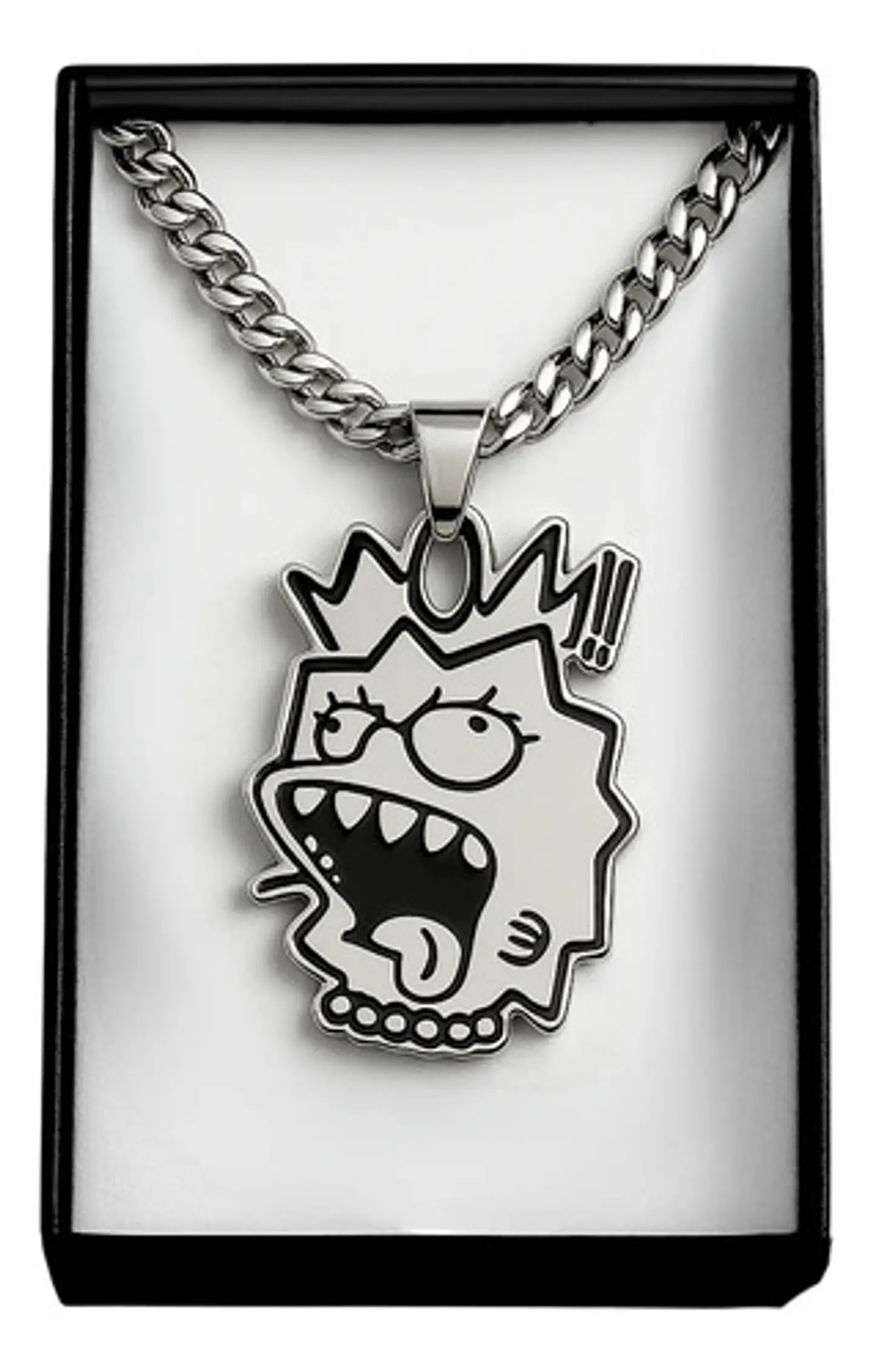 Collar Hombre Mujer Dije Lisa Street Irreverente Color Plata 2