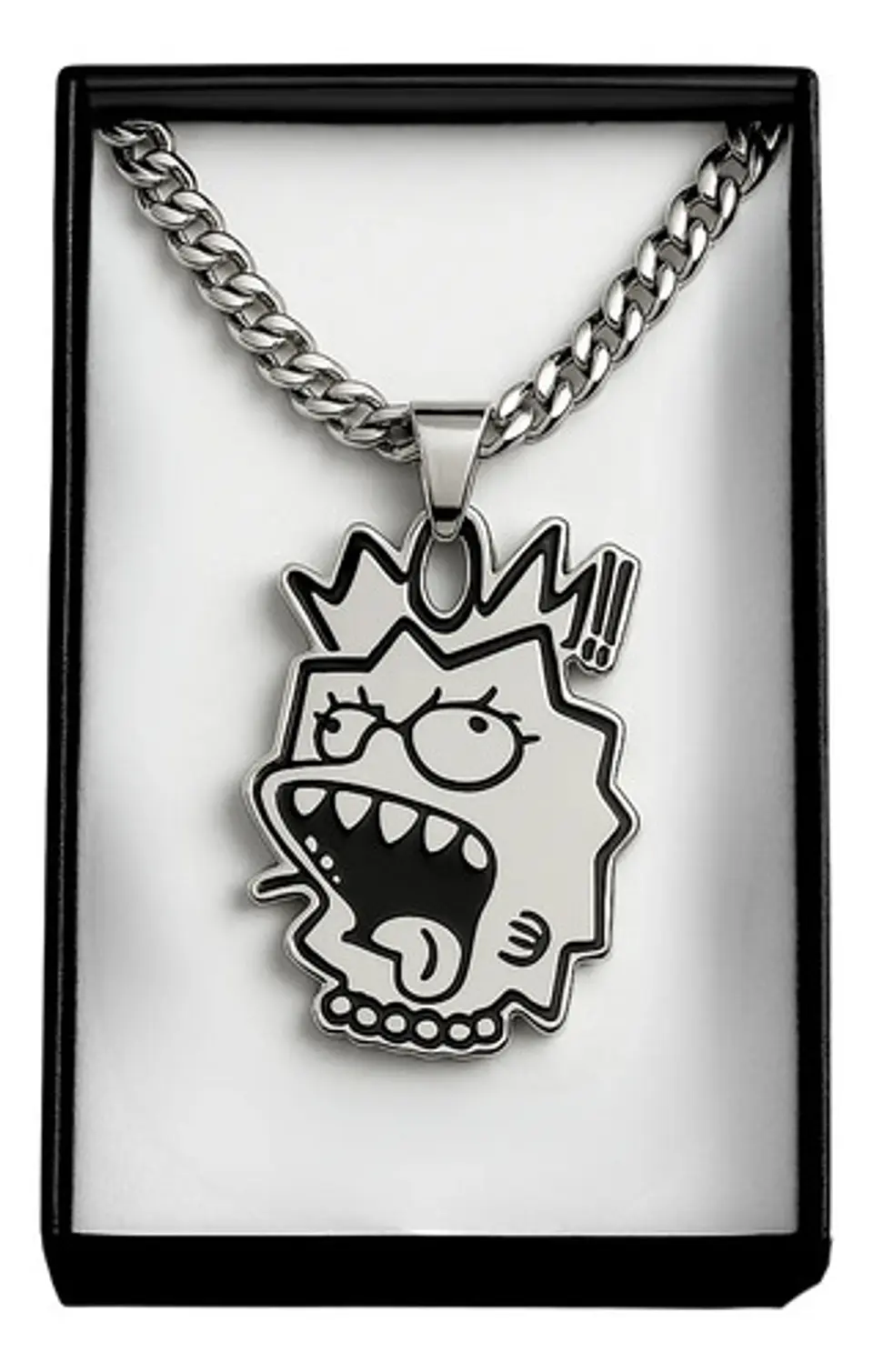 Collar Hombre Mujer Dije Lisa Street Irreverente Color Plata 2