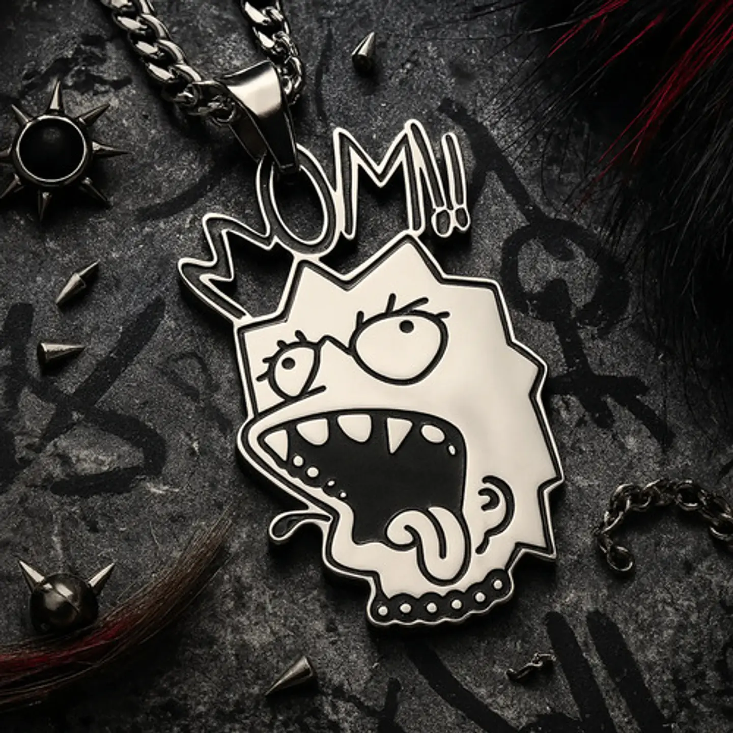 Collar Hombre Mujer Dije Lisa Street Irreverente Color Plata 6