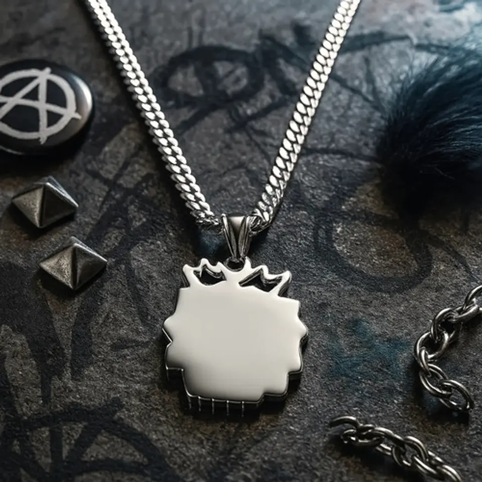 Collar Hombre Mujer Dije Lisa Street Irreverente Color Plata 7