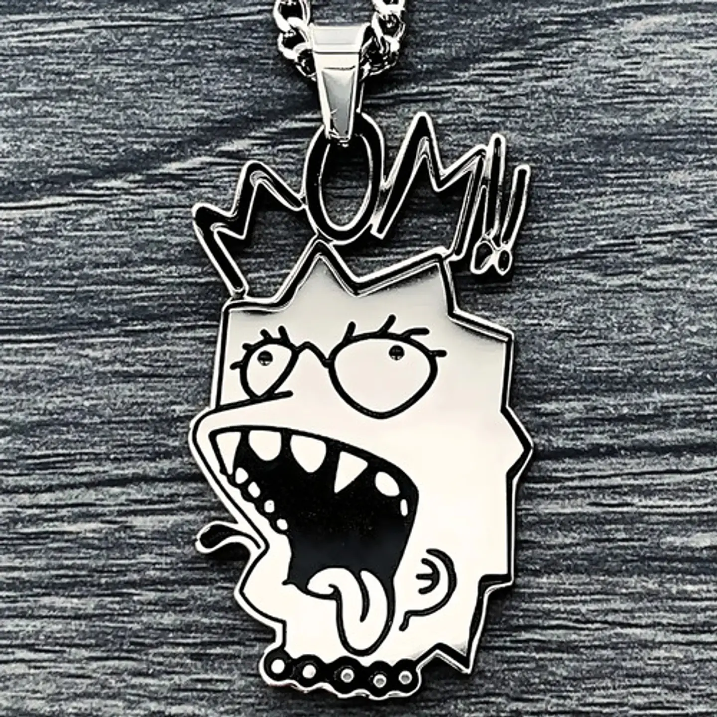 Collar Hombre Mujer Dije Lisa Street Irreverente Color Plata 8