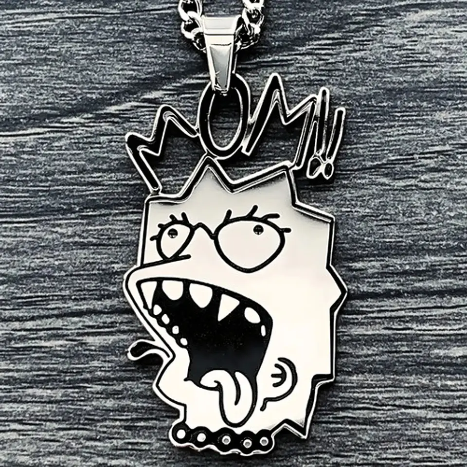 Collar Hombre Mujer Dije Lisa Street Irreverente Color Plata 8