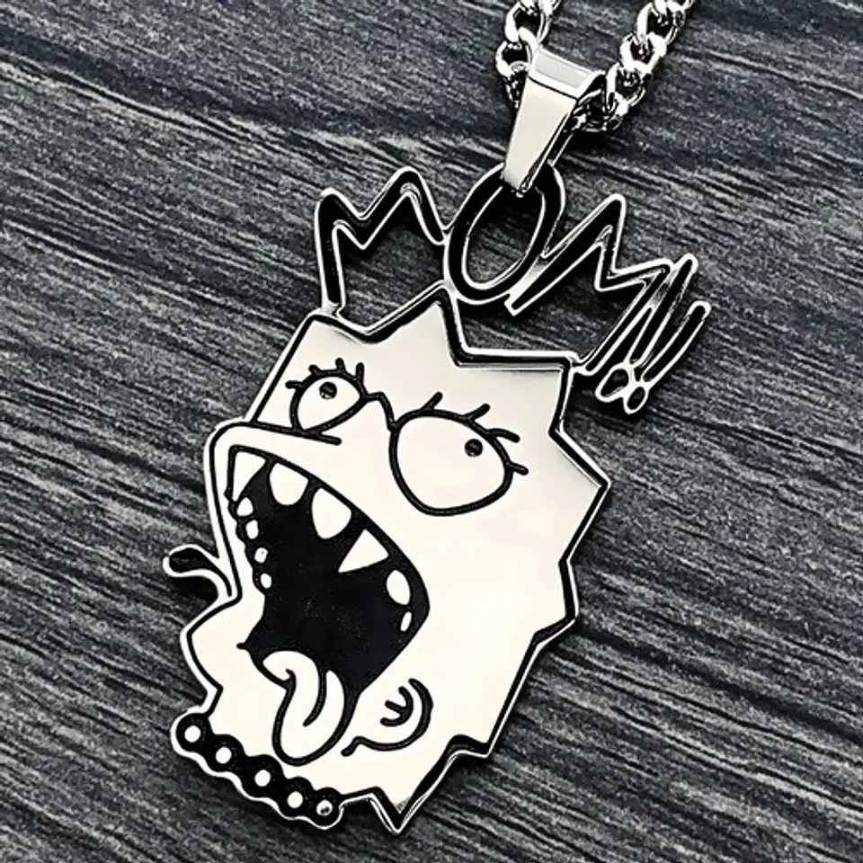 Collar Hombre Mujer Dije Lisa Street Irreverente Color Plata 9