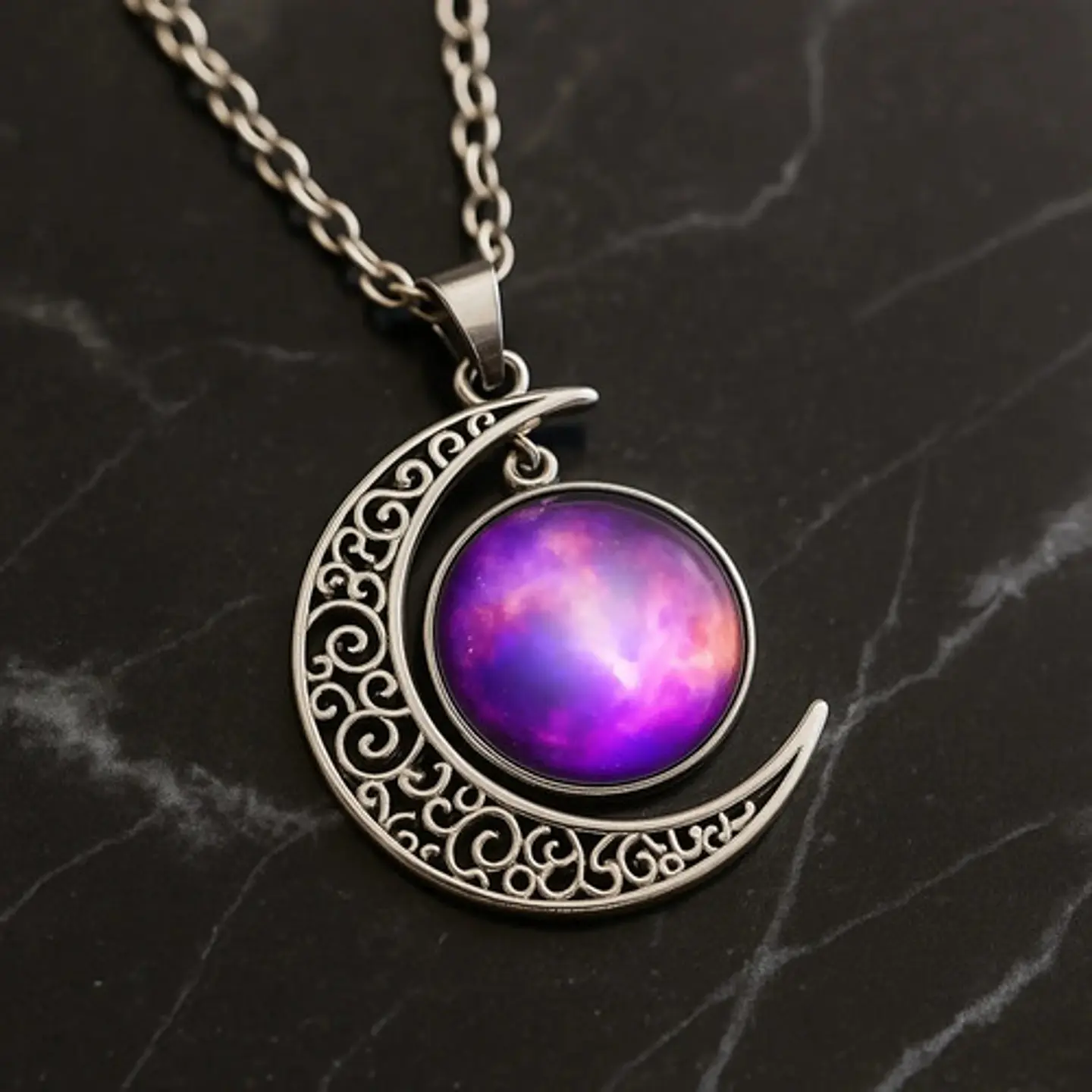 Collar Para Mujeres Con Dije Luna Galaxias Planetas Nebulosa 6