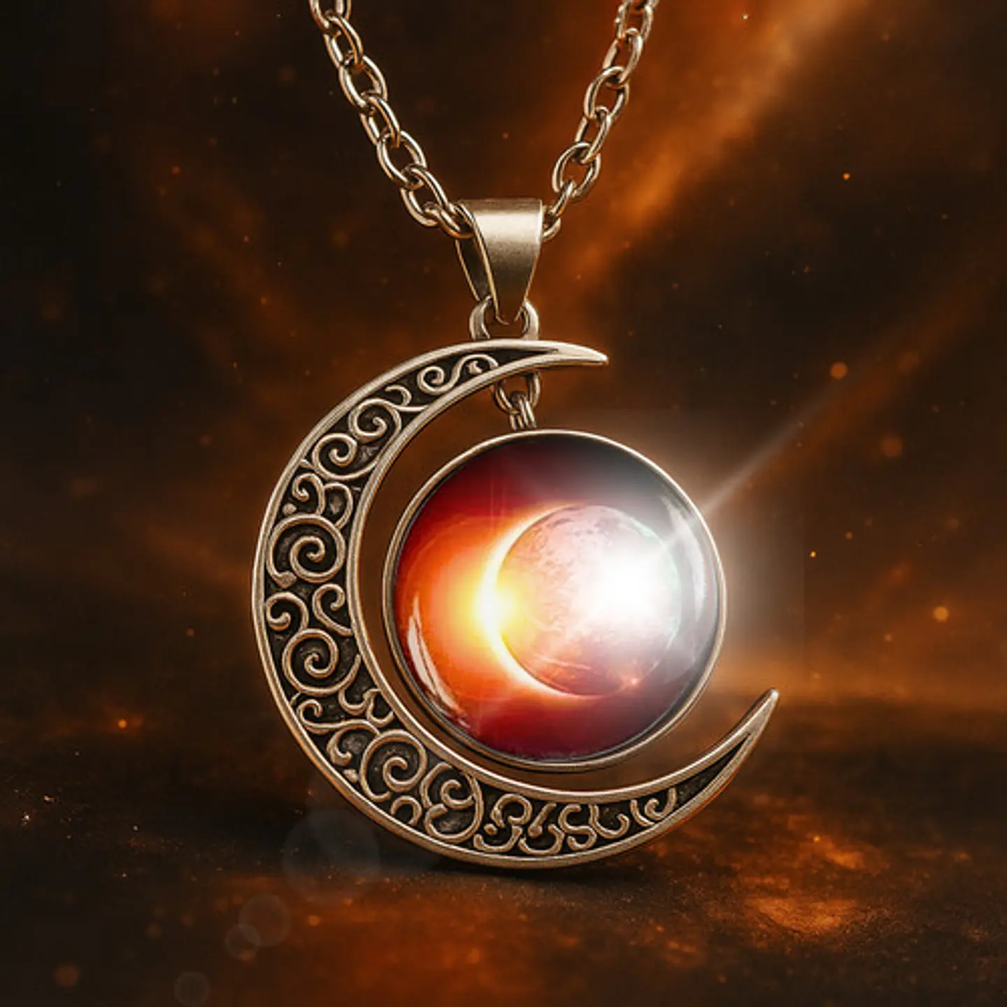 Collar Para Mujeres Con Dije Luna Galaxias Planetas Nebulosa 18