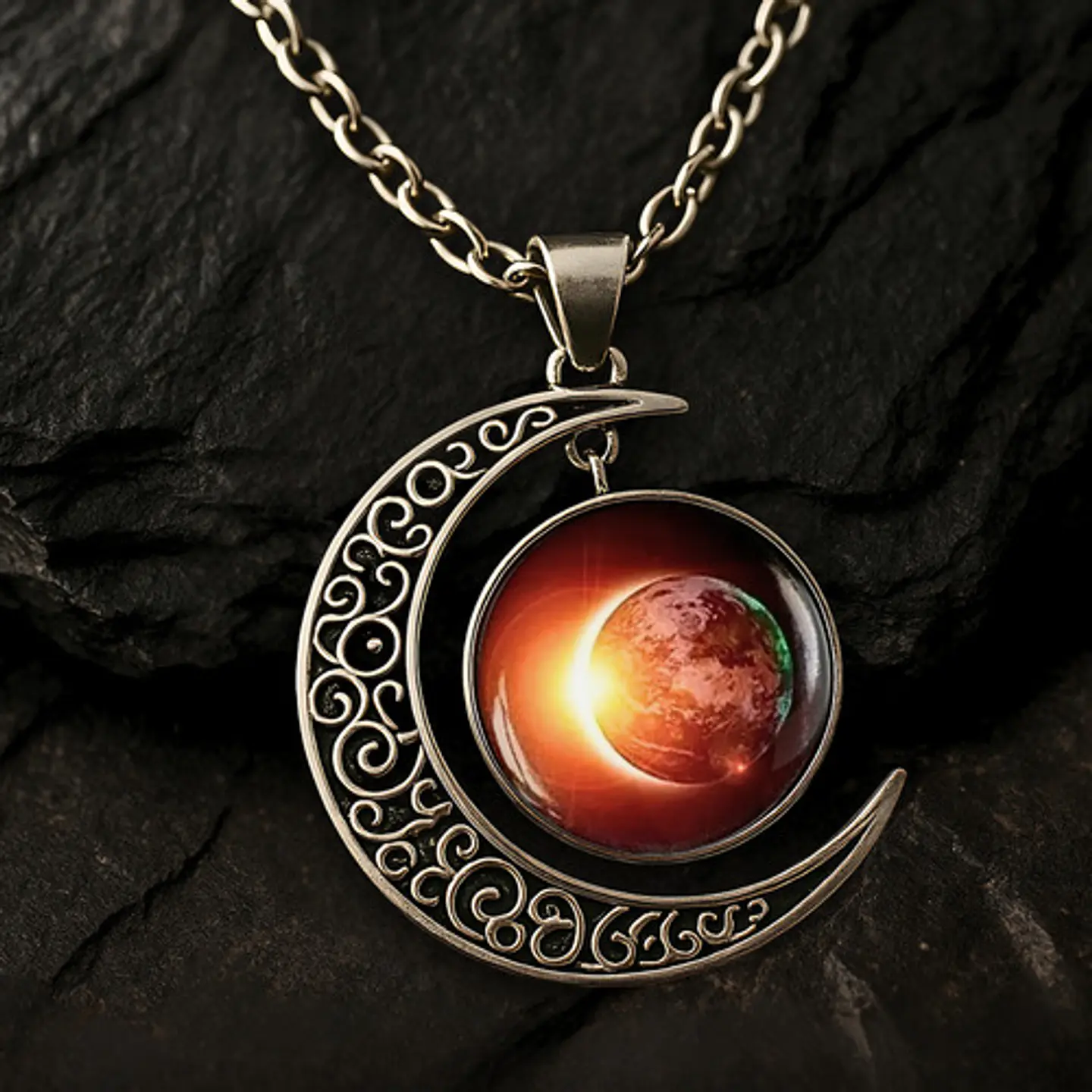 Collar Para Mujeres Con Dije Luna Galaxias Planetas Nebulosa 20