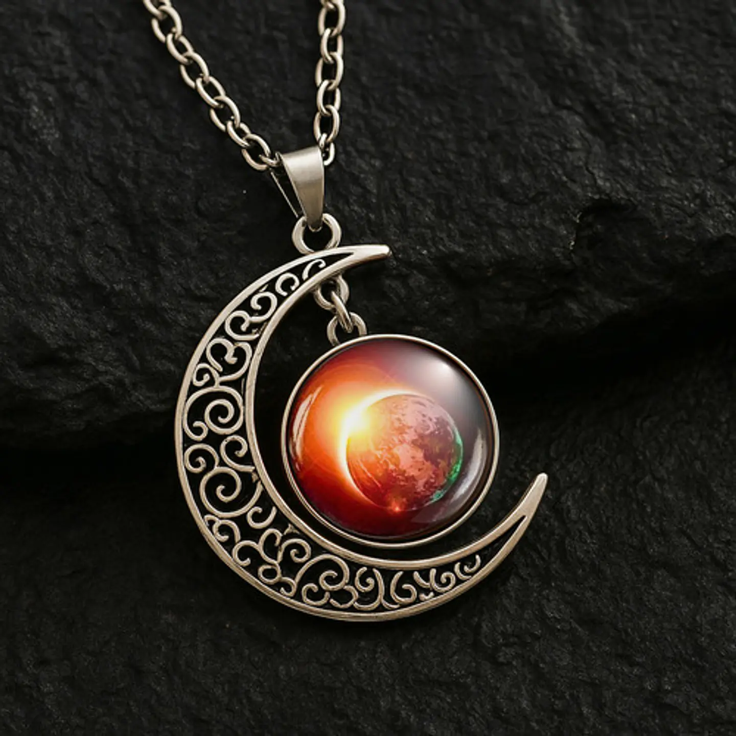 Collar Para Mujeres Con Dije Luna Galaxias Planetas Nebulosa 21