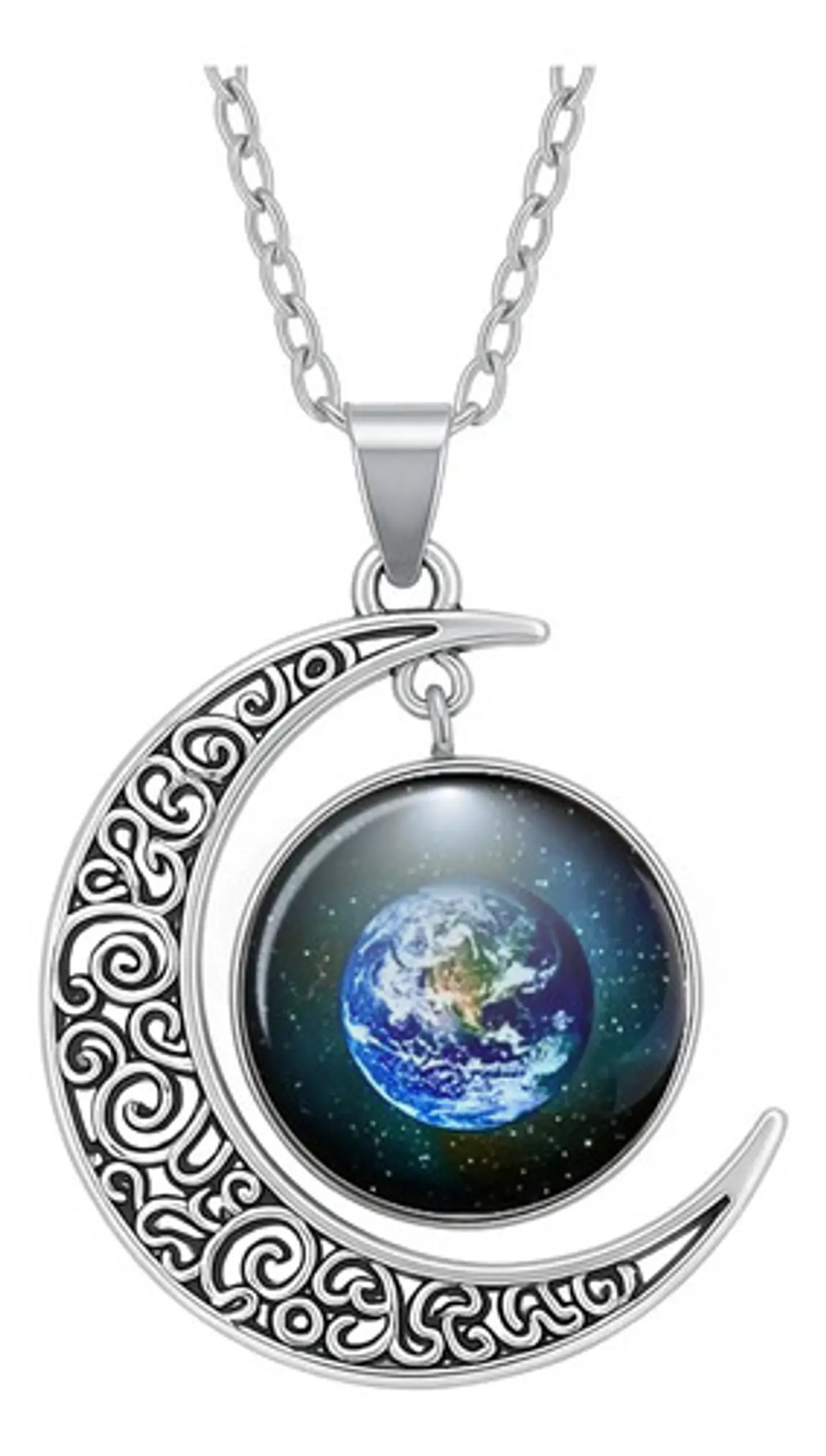 Collar Para Mujeres Con Dije Luna Galaxias Planetas Nebulosa 24