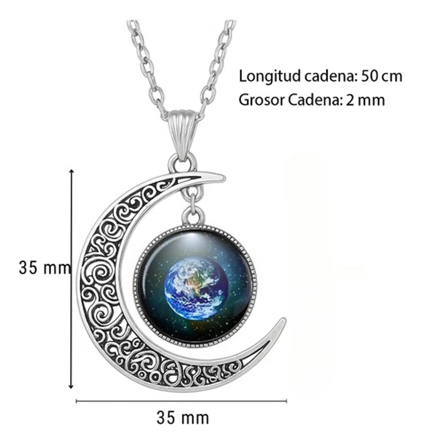 Collar Para Mujeres Con Dije Luna Galaxias Planetas Nebulosa 25