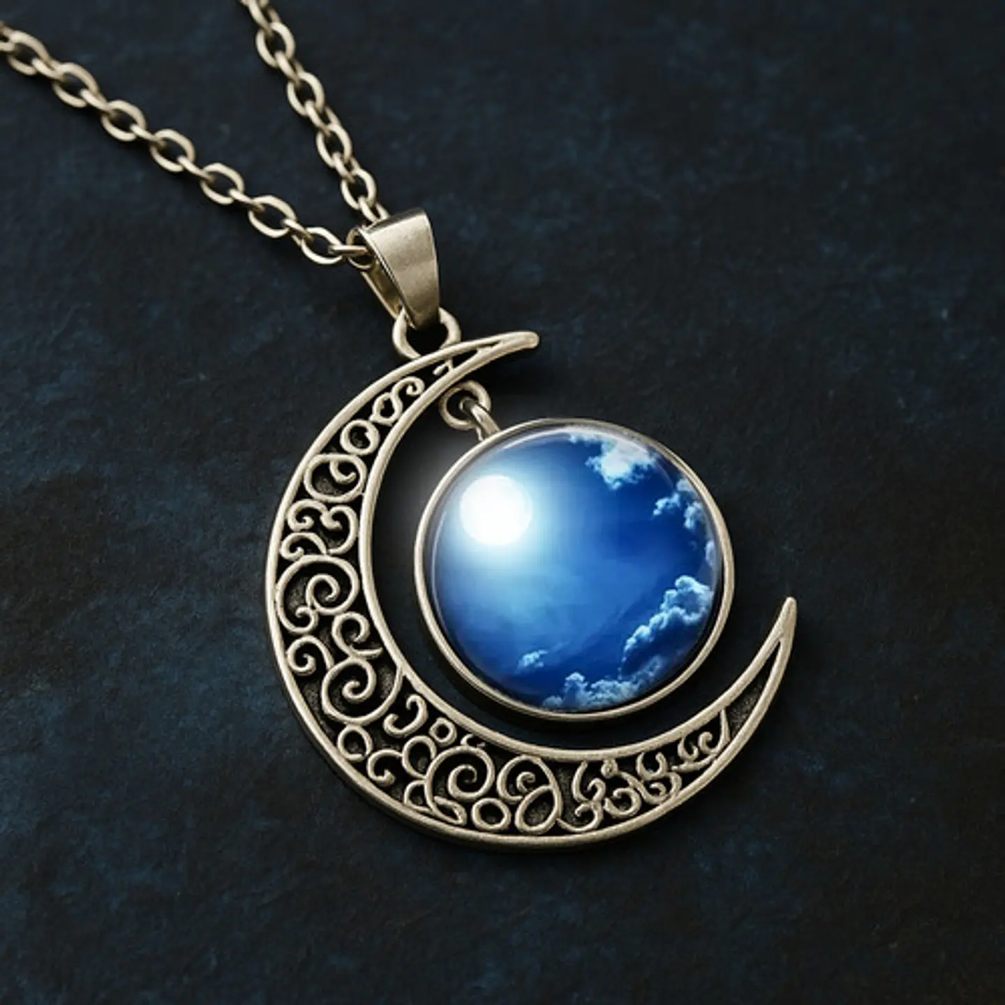 Collar Para Mujeres Con Dije Luna Galaxias Planetas Nebulosa 35