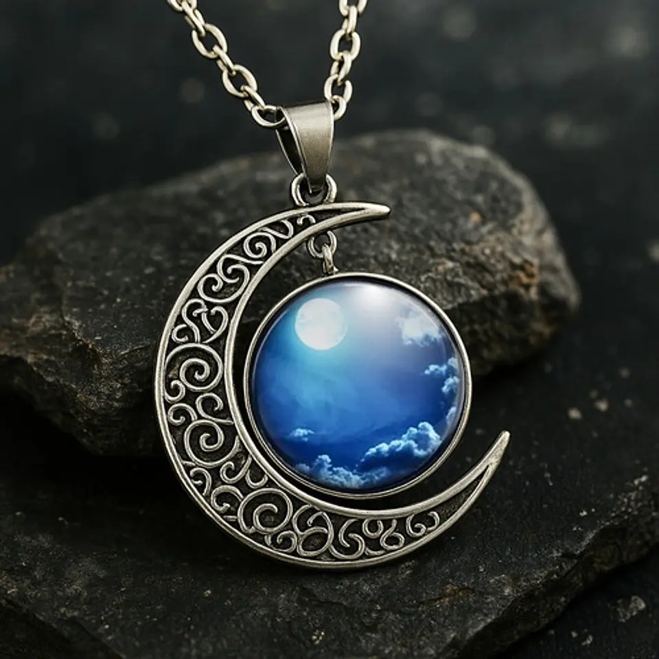 Collar Para Mujeres Con Dije Luna Galaxias Planetas Nebulosa 37
