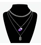 Collar Multicapas Mujer Dije Navaja Afeitar Piedra Amatista - Miniatura 1
