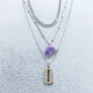 Collar Multicapas Mujer Dije Navaja Afeitar Piedra Amatista - Miniatura 2