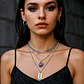 Collar Multicapas Mujer Dije Navaja Afeitar Piedra Amatista - Miniatura 3