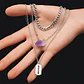 Collar Multicapas Mujer Dije Navaja Afeitar Piedra Amatista - Miniatura 4