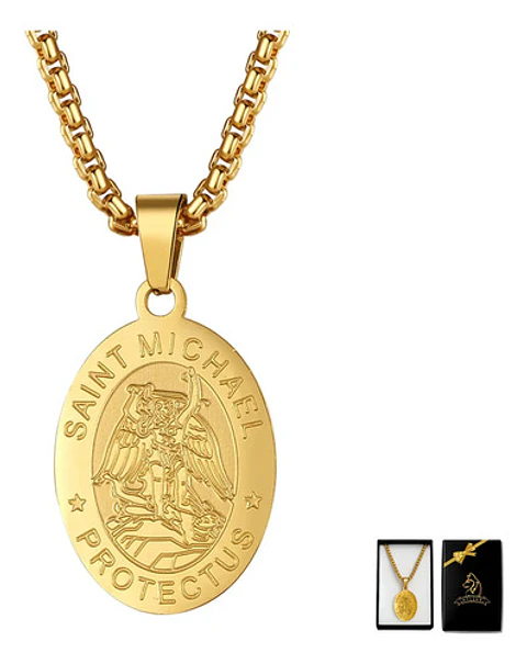 Collar Para Hombres Mujeres Dije Medalla San Miguel Arcángel
