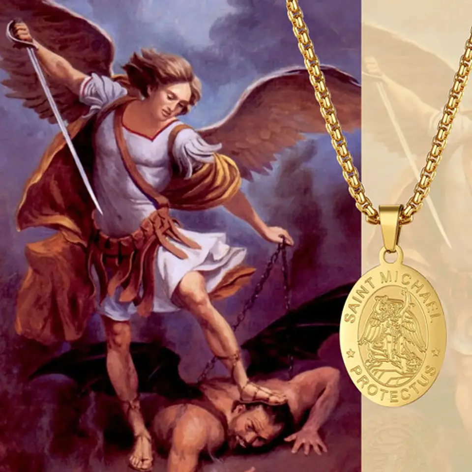 Collar Para Hombres Mujeres Dije Medalla San Miguel Arcángel 5