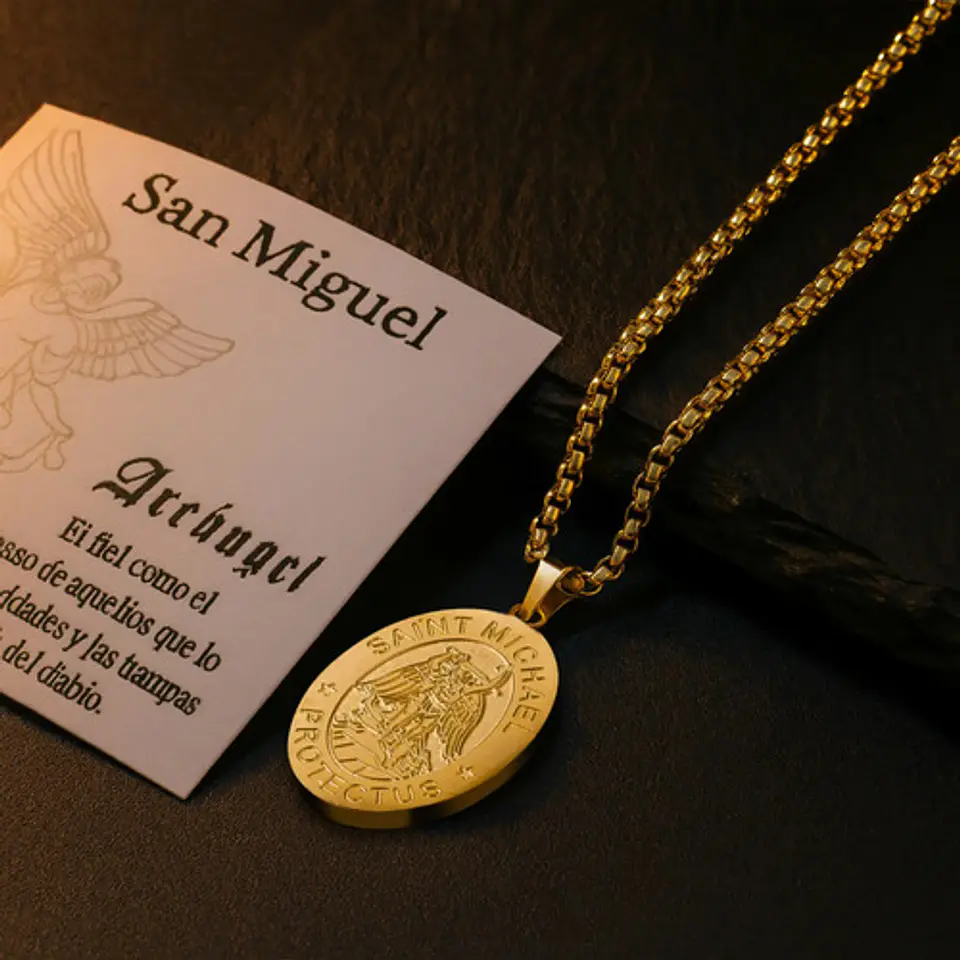 Collar Para Hombres Mujeres Dije Medalla San Miguel Arcángel 9