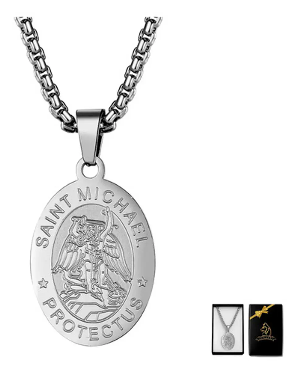 Collar Para Hombres Mujeres Dije Medalla San Miguel Arcángel 16