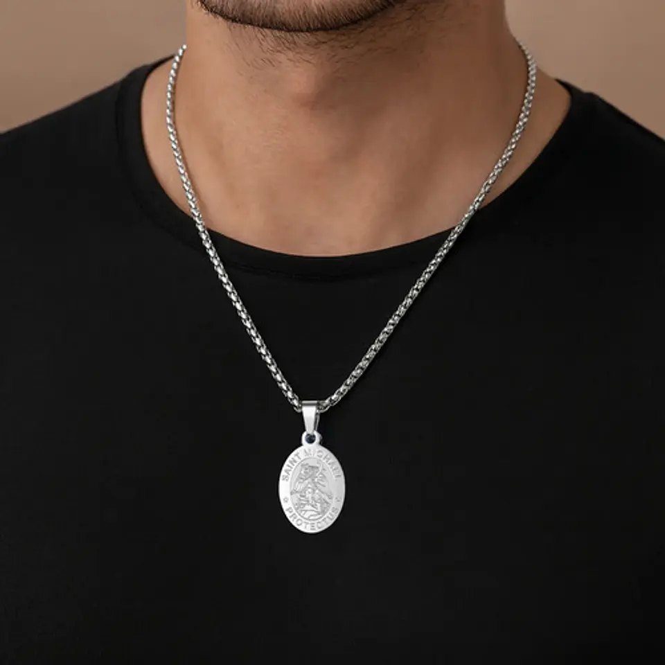 Collar Para Hombres Mujeres Dije Medalla San Miguel Arcángel 18