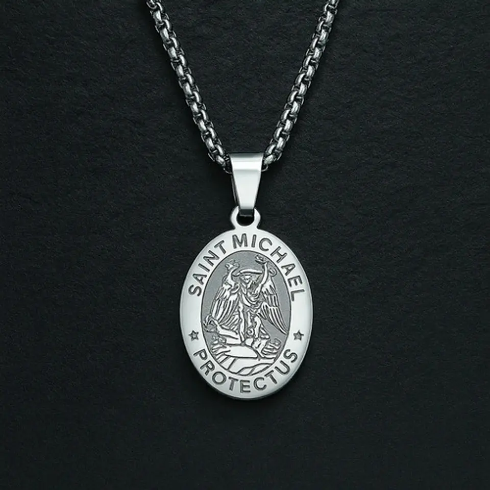 Collar Para Hombres Mujeres Dije Medalla San Miguel Arcángel 19