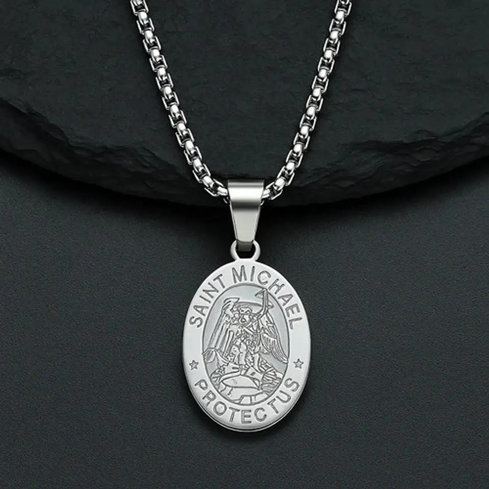 Collar Para Hombres Mujeres Dije Medalla San Miguel Arcángel 20