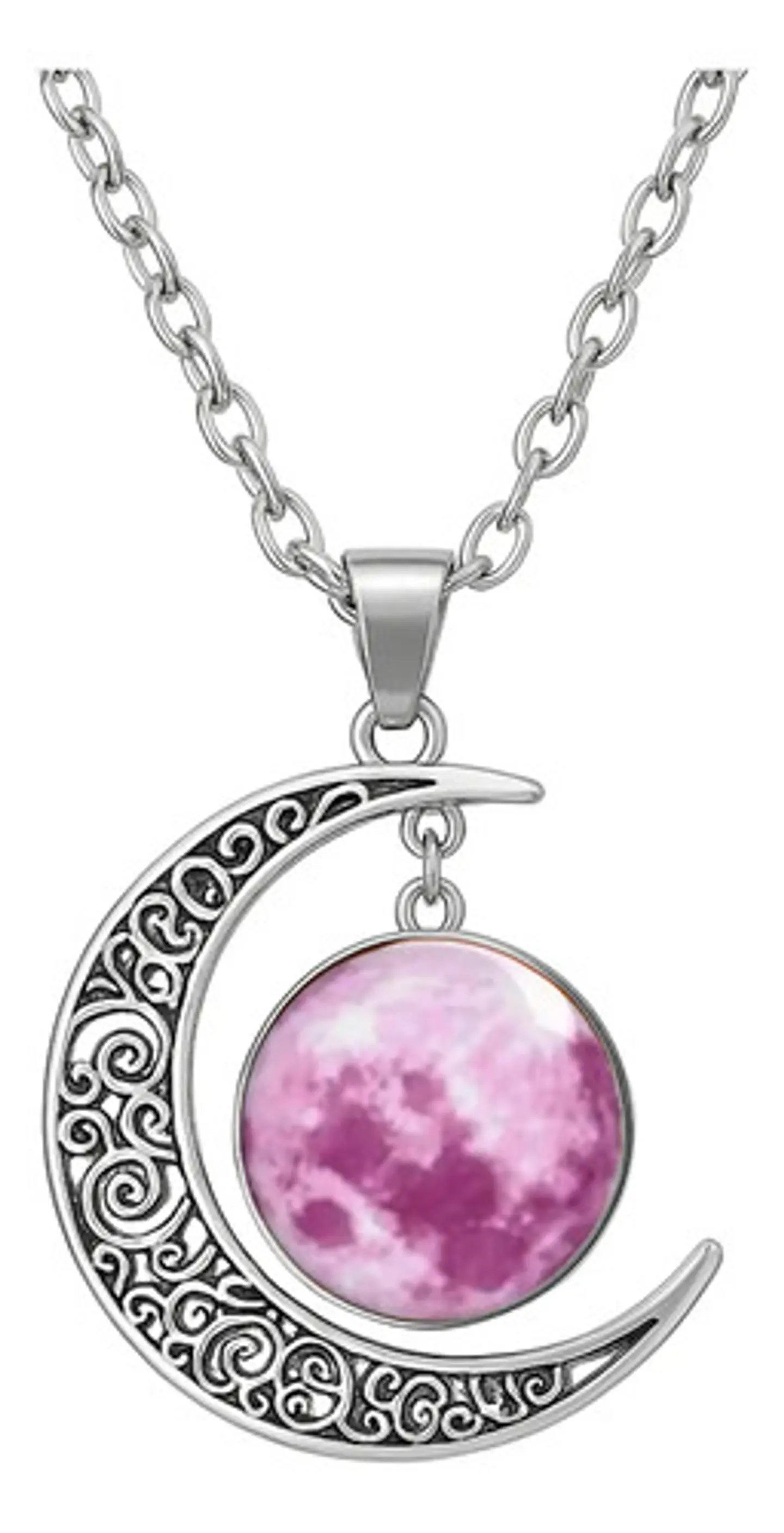 Collar Para Mujeres Dije Media Luna Cristal Nebulosa Galaxia 13
