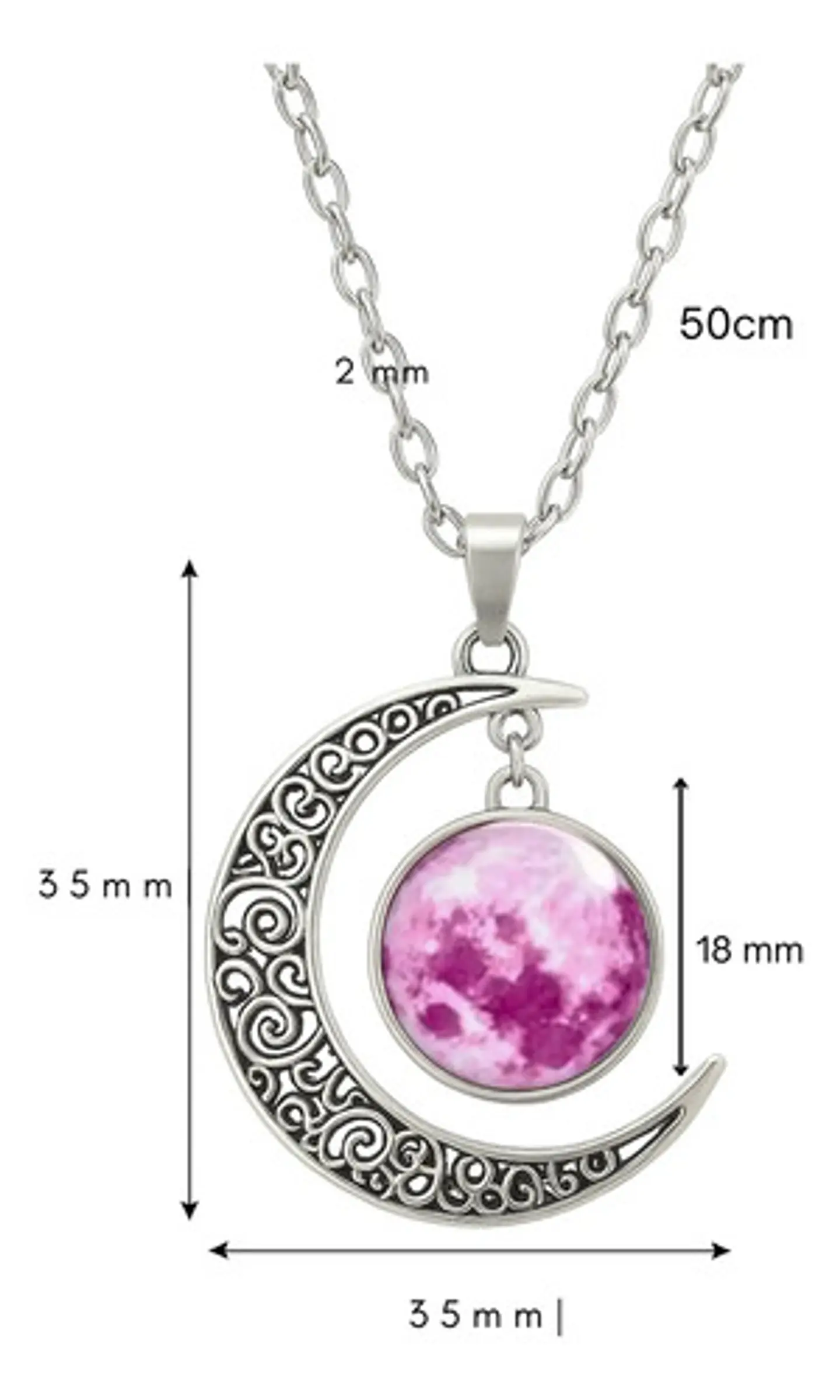 Collar Para Mujeres Dije Media Luna Cristal Nebulosa Galaxia 14