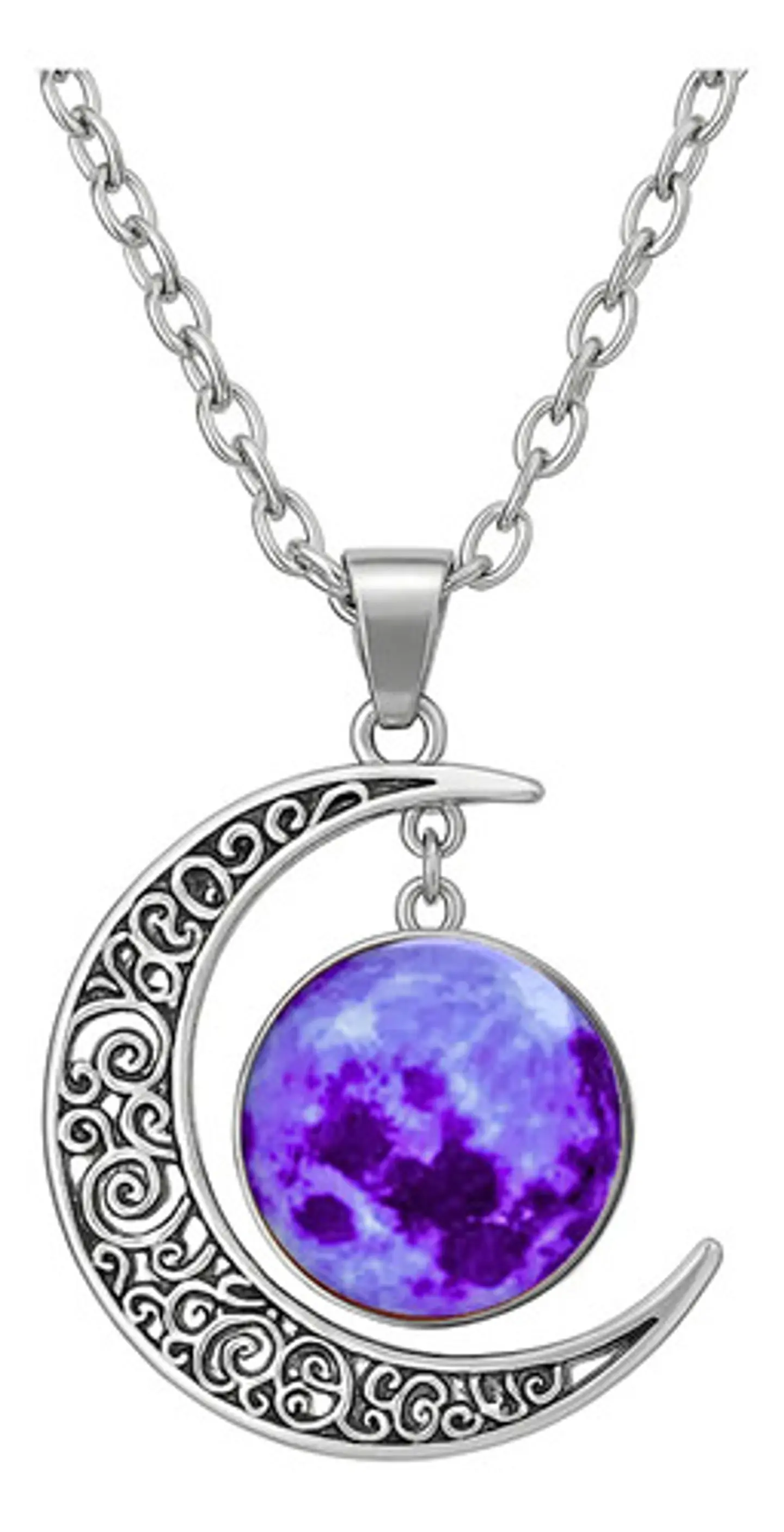 Collar Para Mujeres Dije Media Luna Cristal Nebulosa Galaxia 20