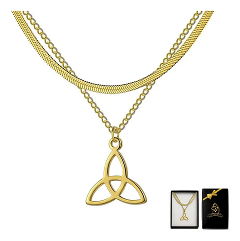 Collar Para Mujeres Dije Triqueta Amuleto Celta Color Oro