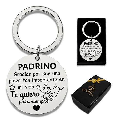 Llavero Grabado Para Madrina Y Padrino Acero Regalo Emotivo
