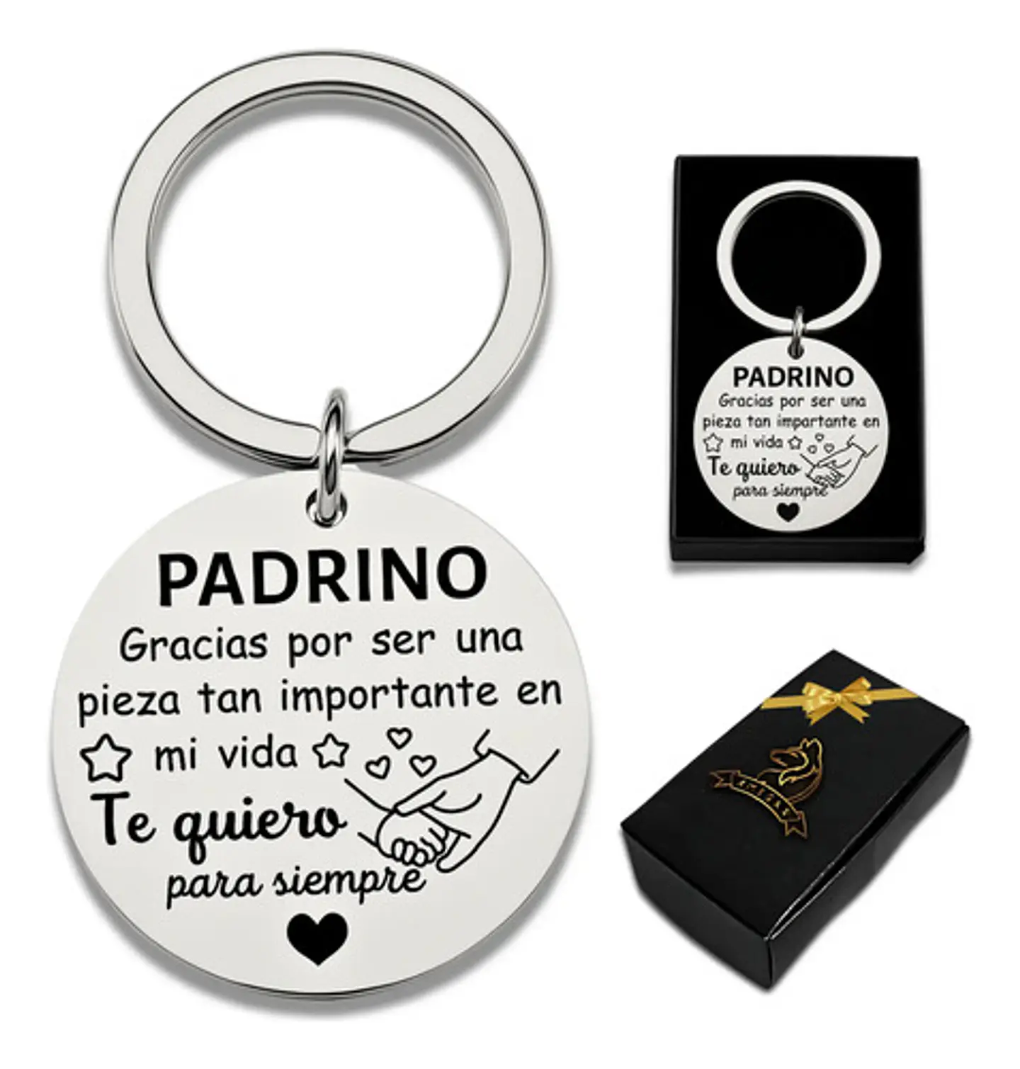Llavero Grabado Para Madrina Y Padrino Acero Regalo Emotivo 1