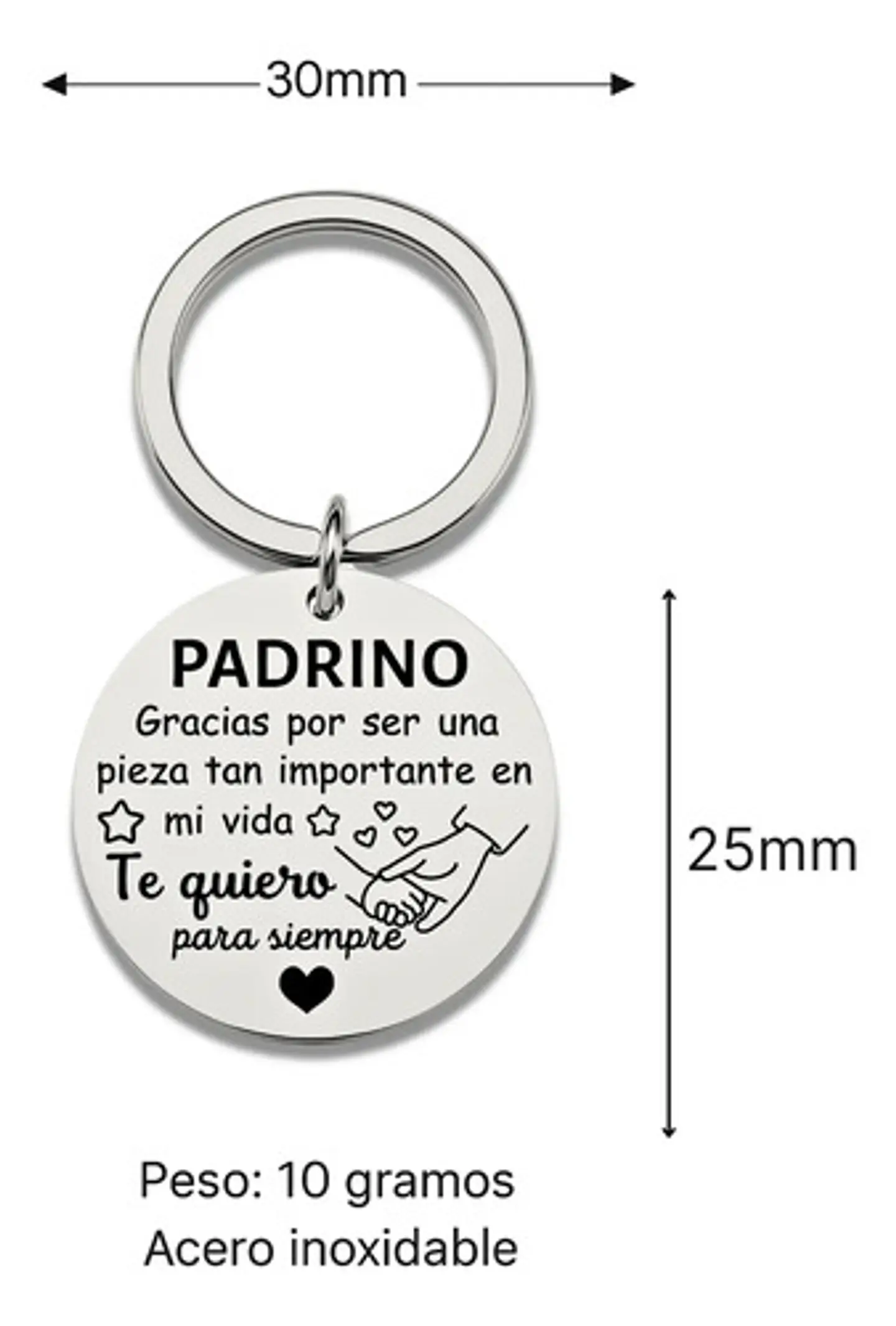 Llavero Grabado Para Madrina Y Padrino Acero Regalo Emotivo 2