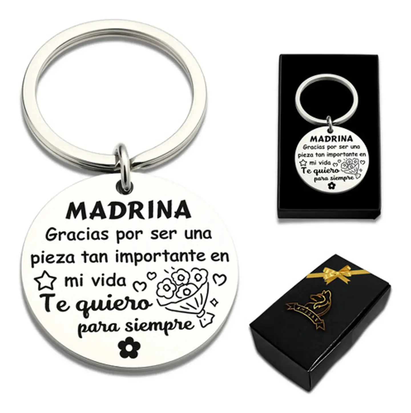 Llavero Grabado Para Madrina Y Padrino Acero Regalo Emotivo 6