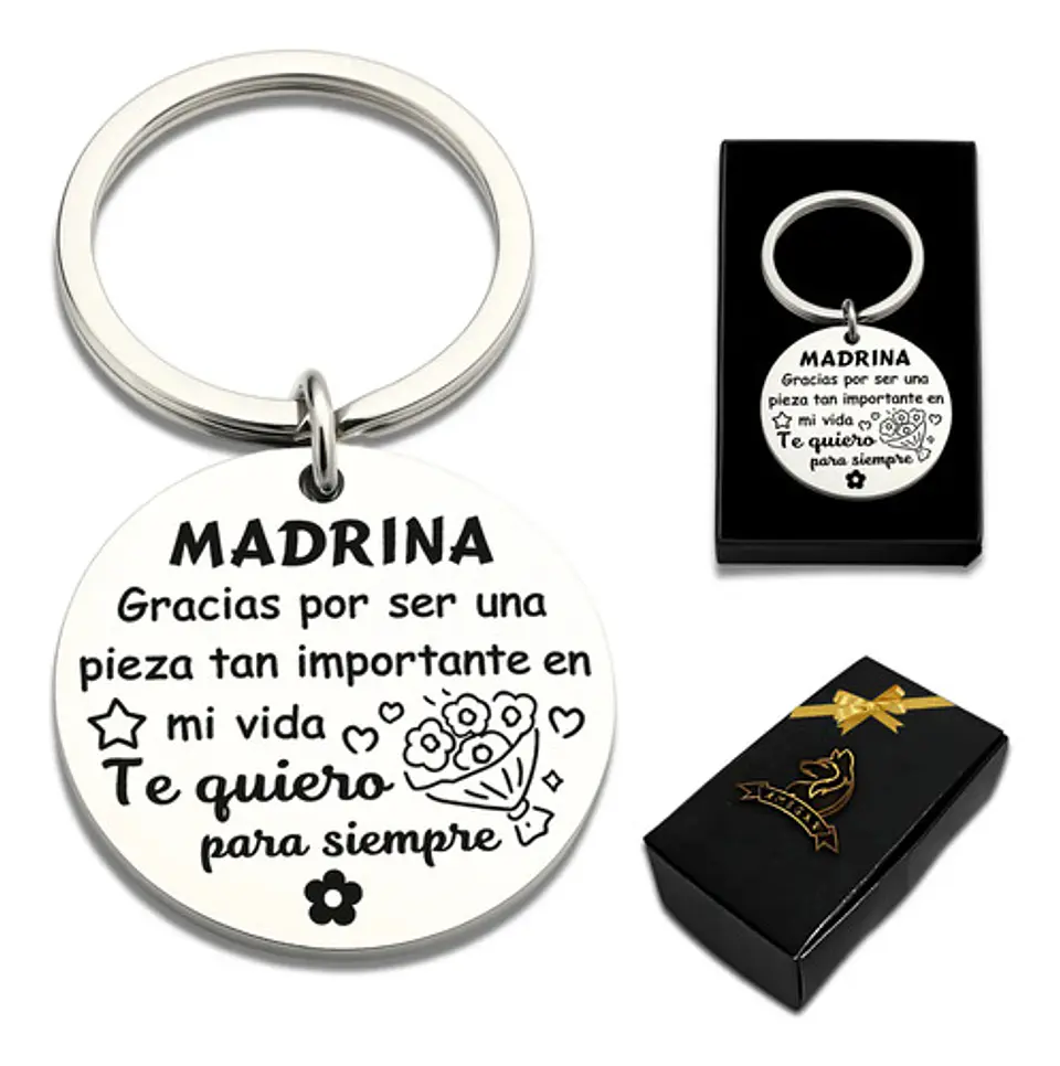 Llavero Grabado Para Madrina Y Padrino Acero Regalo Emotivo 6