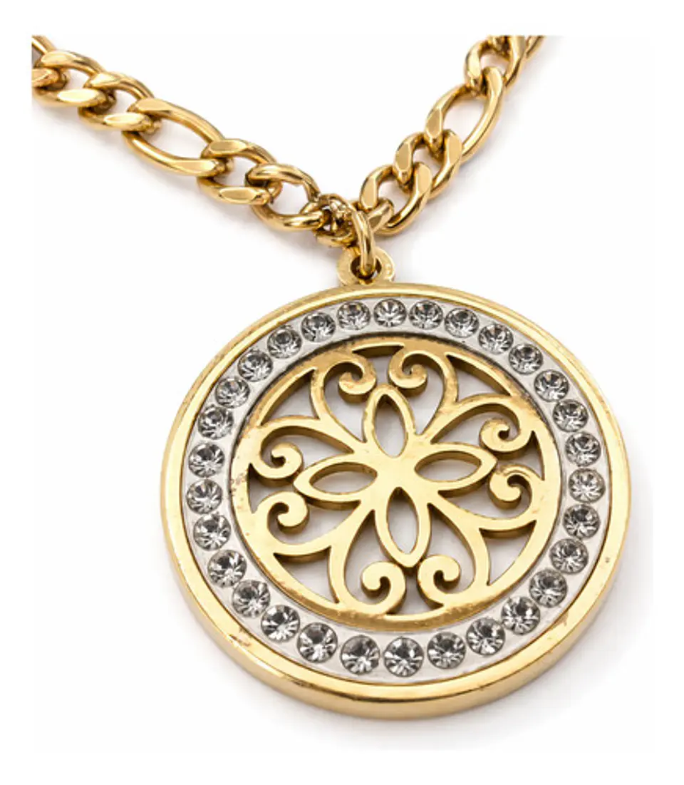 Collar De Acero Para Mujer Dije Con Piedras Nudo Bruja Celta 1