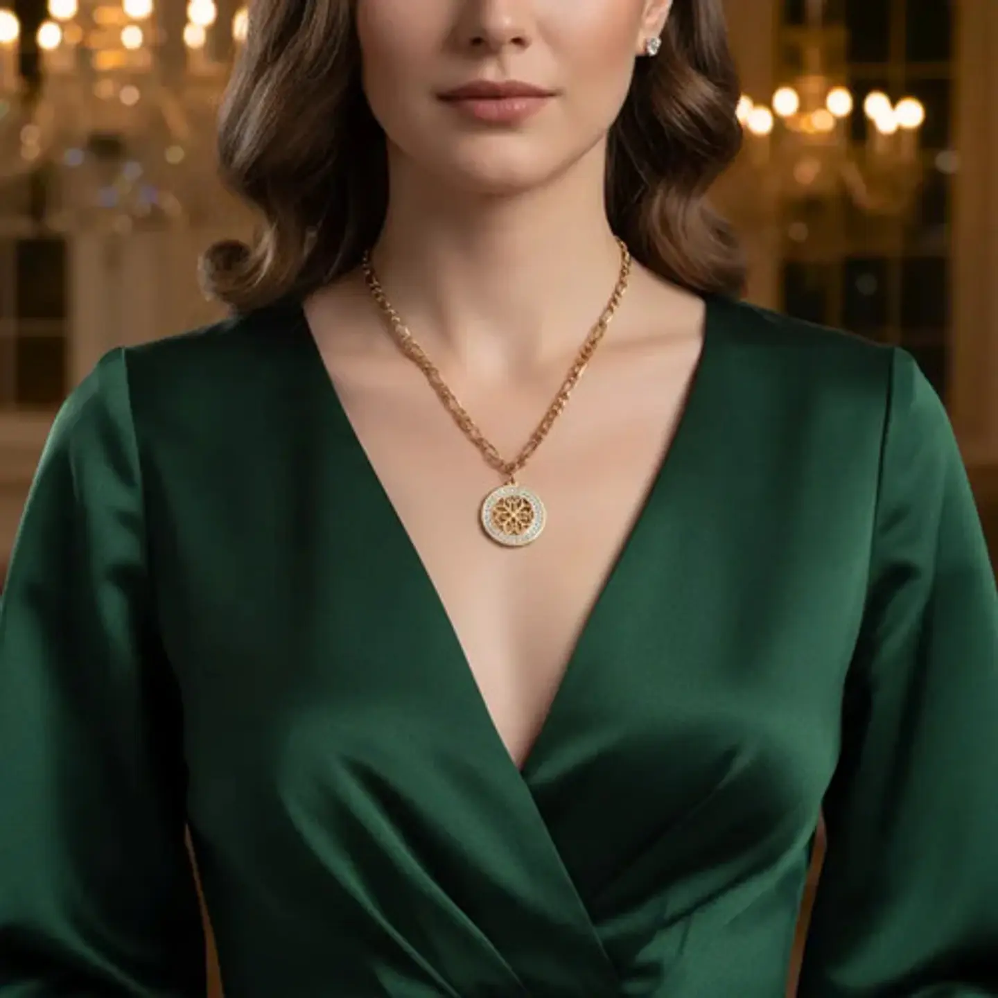 Collar De Acero Para Mujer Dije Con Piedras Nudo Bruja Celta 7