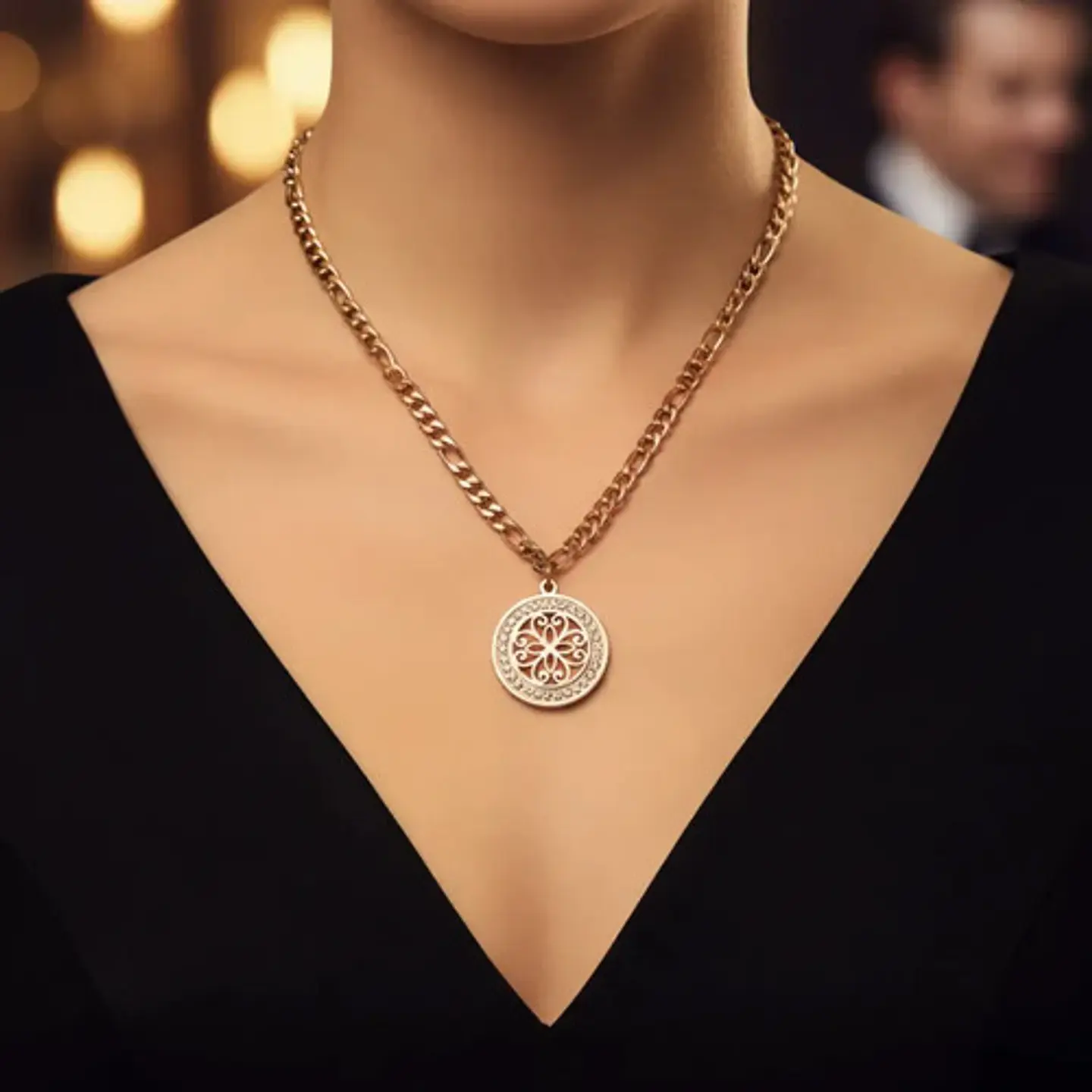 Collar De Acero Para Mujer Dije Con Piedras Nudo Bruja Celta 9