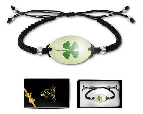 Pulsera Hombre Y Mujer Manilla Trébol Brilla En La Oscuridad