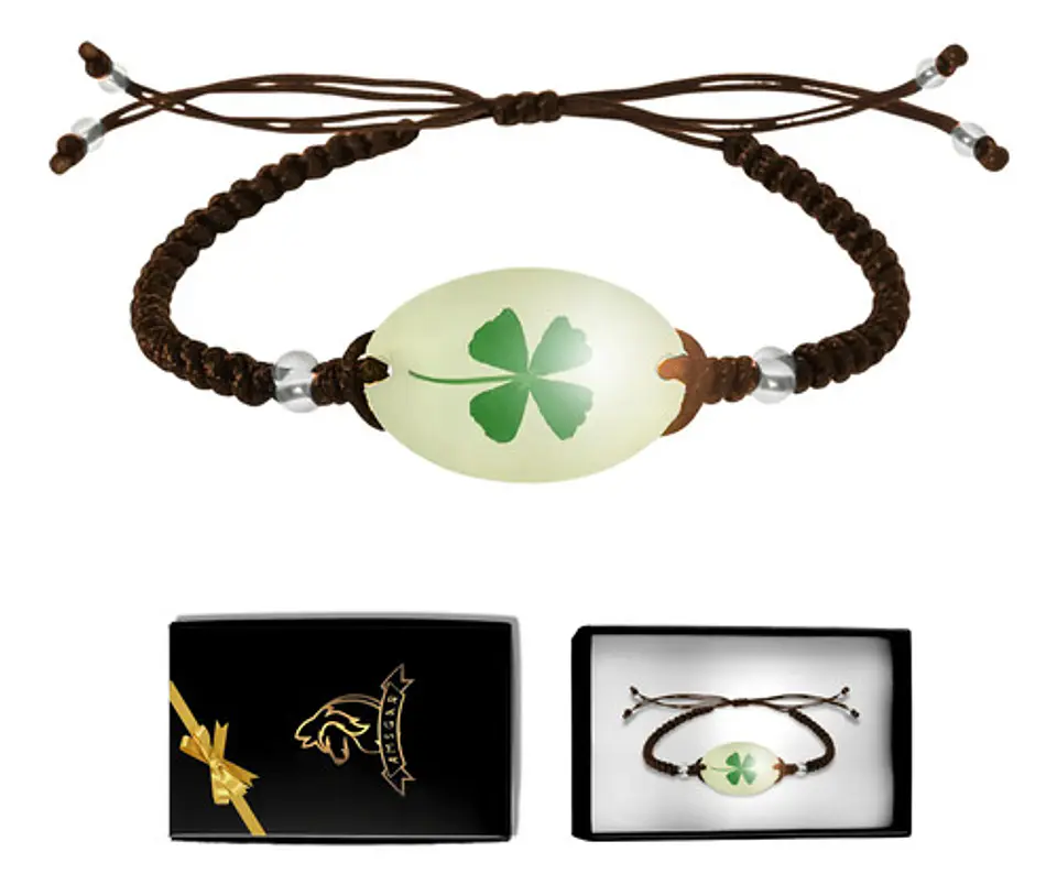 Pulsera Hombre Y Mujer Manilla Trébol Brilla En La Oscuridad 8