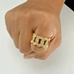 Anillo Para Hombre Incrustaciones Piedras Hip Hop Color Oro - Miniatura 3