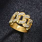 Anillo Para Hombre Incrustaciones Piedras Hip Hop Color Oro - Miniatura 4