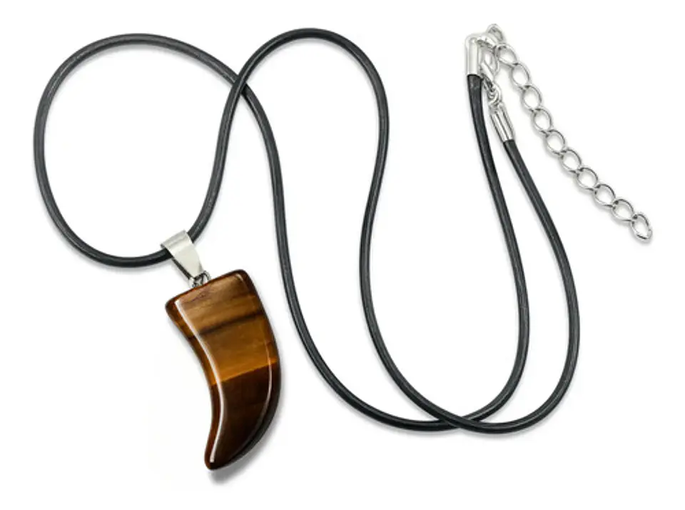 Collar Hombre Y Mujer Dije Diente Lobo Piedra Ojo De Tigre 4