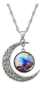 Collar Para Mujer Dije Luna Cristal Galaxia Universo Planeta - Miniatura 1