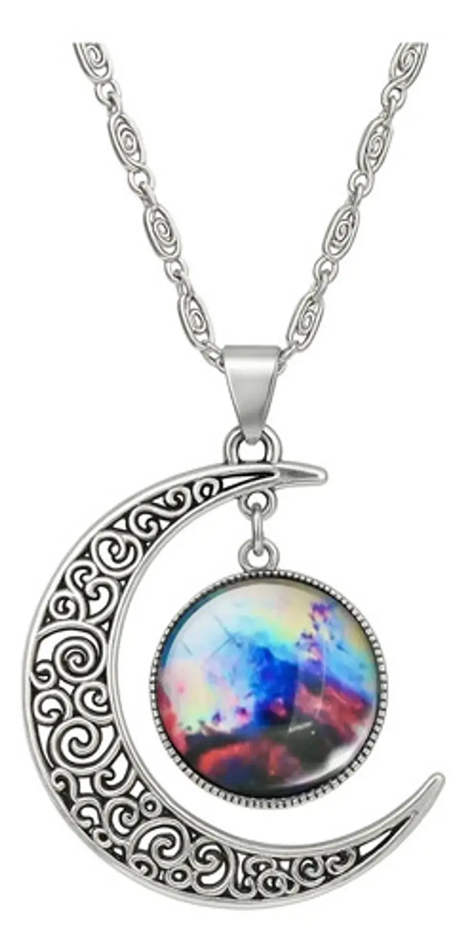Collar Para Mujer Dije Luna Cristal Galaxia Universo Planeta 1