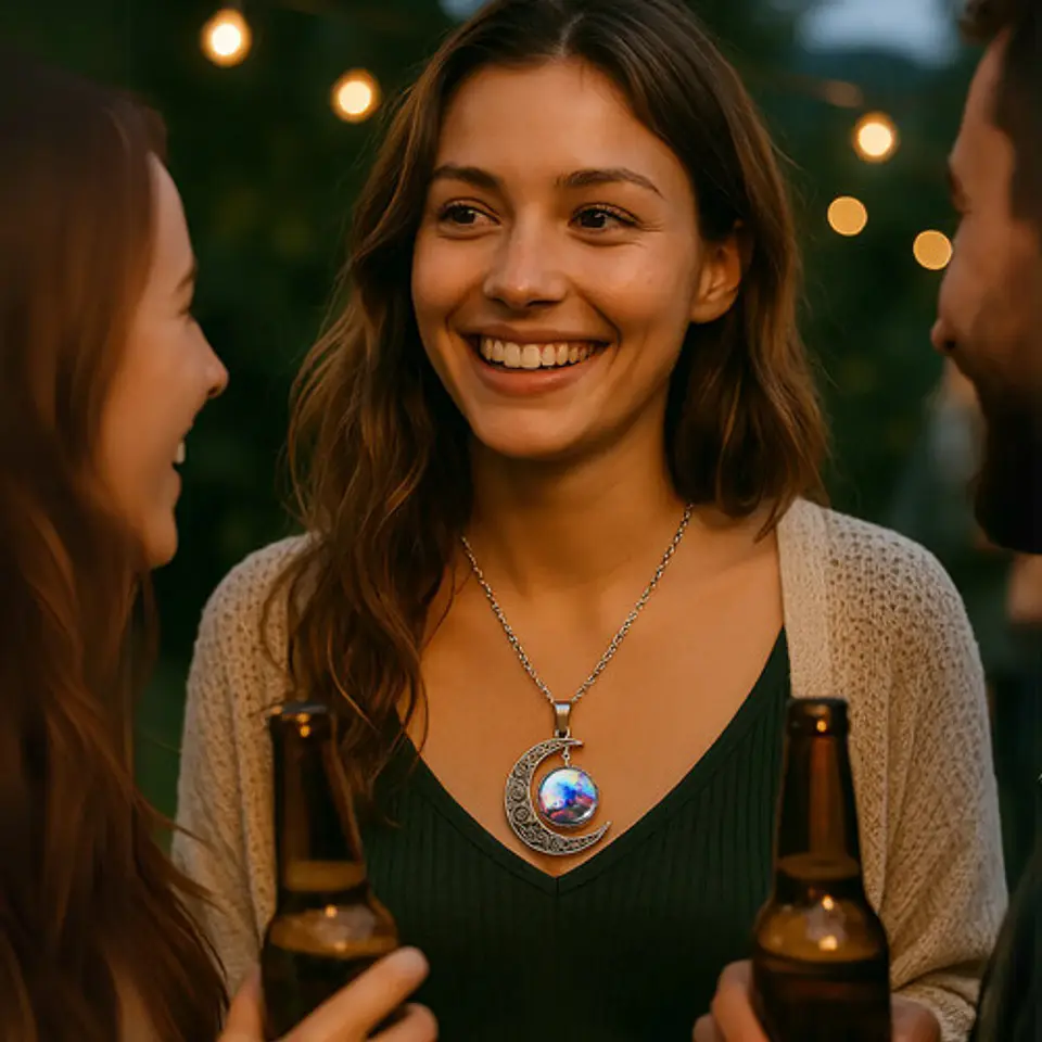 Collar Para Mujer Dije Luna Cristal Galaxia Universo Planeta 7