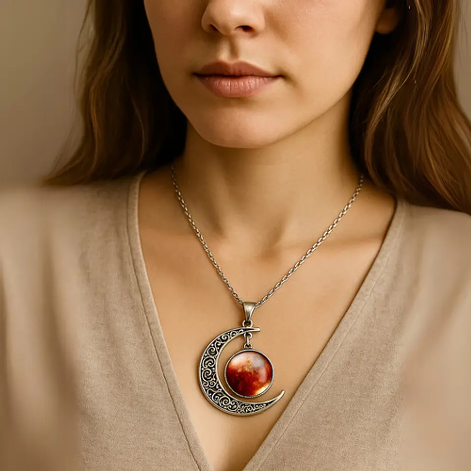 Collar Para Mujer Dije Luna Cristal Galaxia Universo Planeta 20