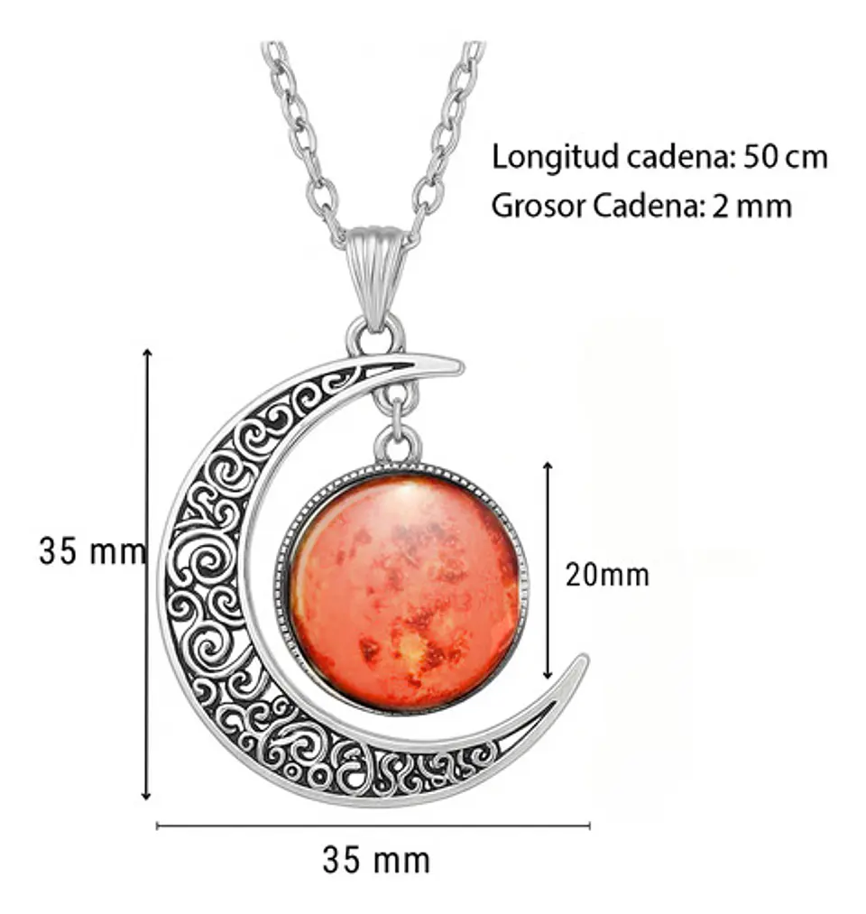 Collar Para Mujer Dije Luna Cristal Galaxia Universo Planeta 22