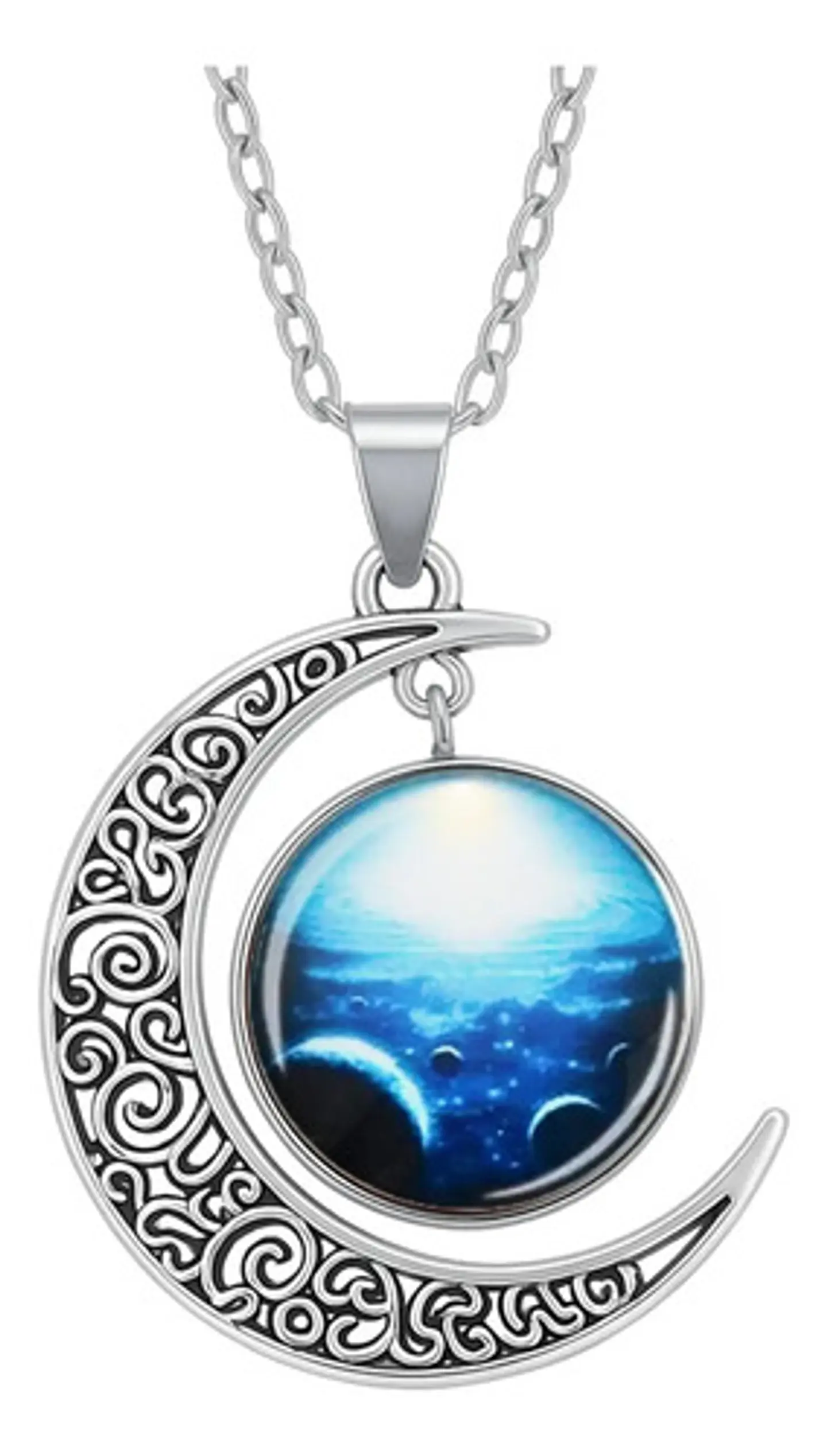 Collar Para Mujer Dije Luna Cristal Galaxia Universo Planeta 28