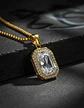 Collar Para  Hombre Dije Hip Hop Piedra Gema Cuadrada Acero - Miniatura 23